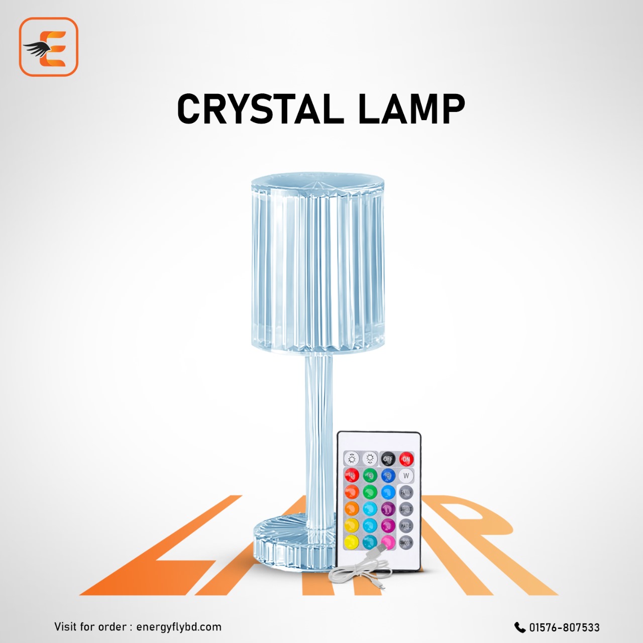 16 Colour Rechargeable  Rosele Diamond Table Lamp