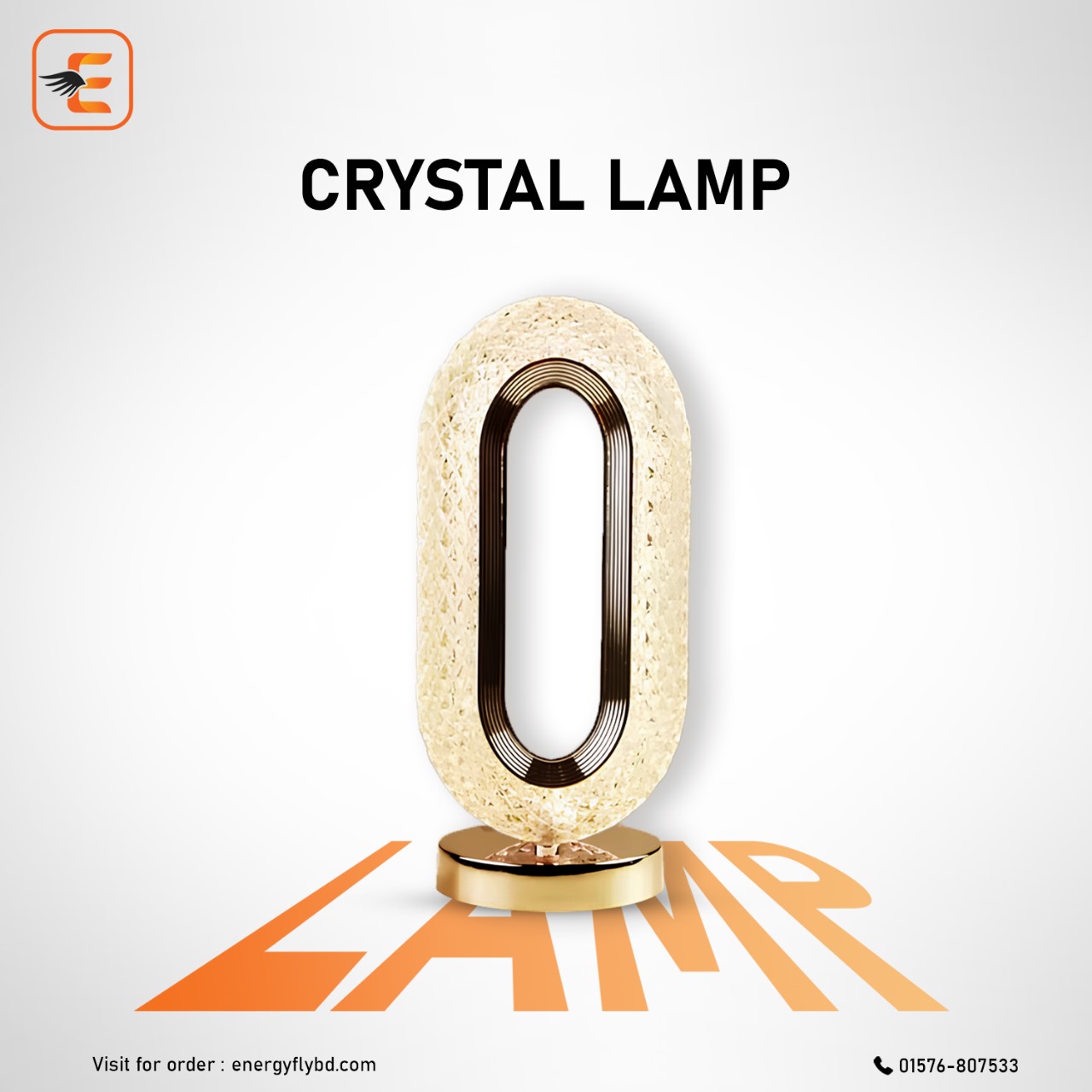 3 colour rechargeable crystal table lamp