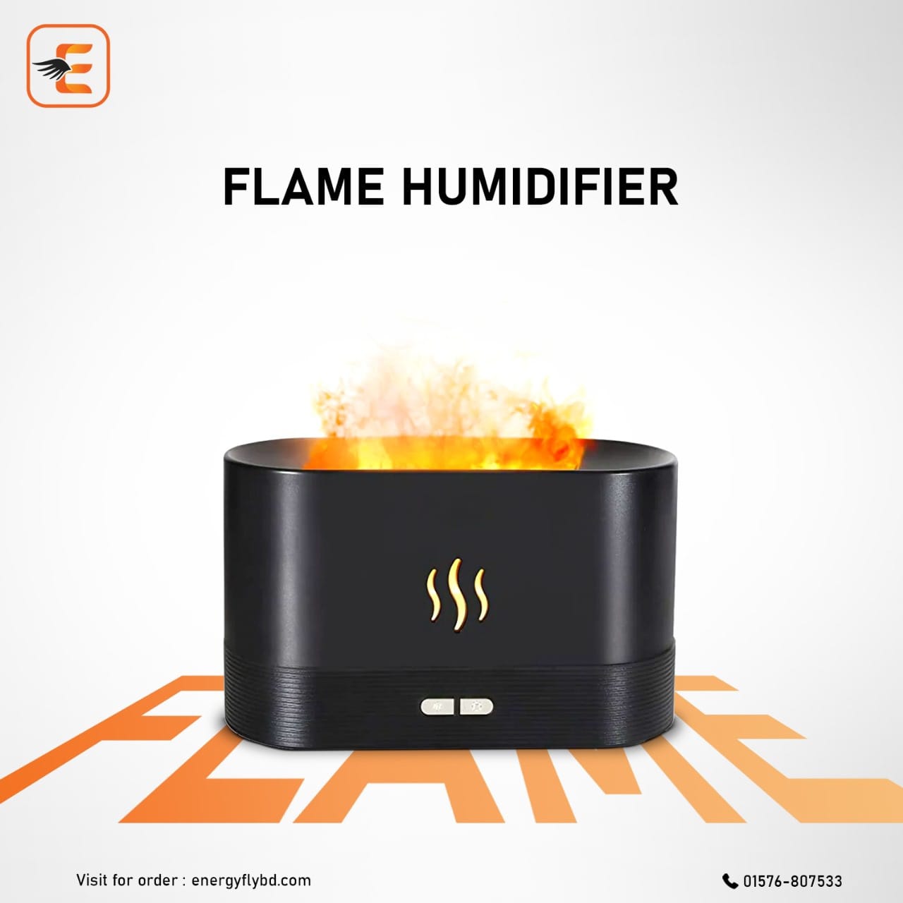 Flame Humidifier with Nightlight & Aroma Diffuser